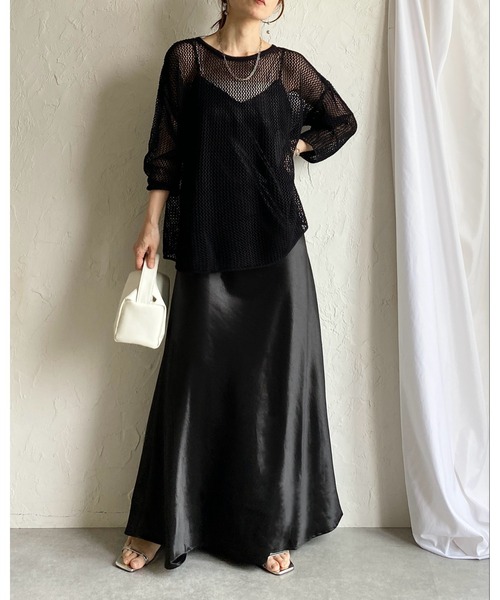 She's Closet ワンピース メッシュサマーニット 紐ベルト ロング