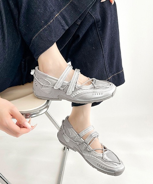 スニーカー HOOK for girls メッシュ クロスストラップ スポーツ
