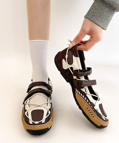 スニーカー HOOK for girls メッシュ クロスストラップ スポーツ