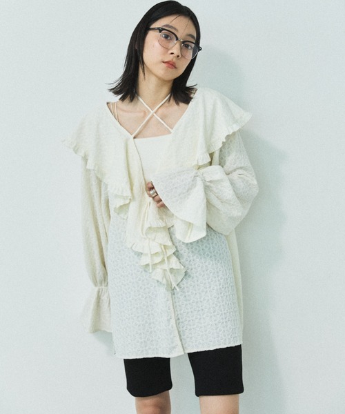 「MIRROR STOKE」 カーディガン MEDIUM アイボリー レディース_画像2