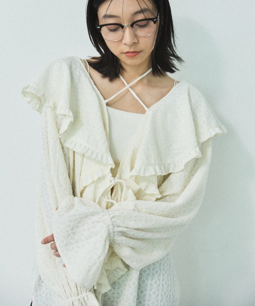 「MIRROR STOKE」 カーディガン MEDIUM アイボリー レディース_画像3