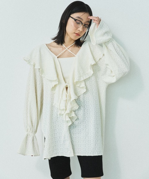 「MIRROR STOKE」 カーディガン MEDIUM アイボリー レディース_画像5