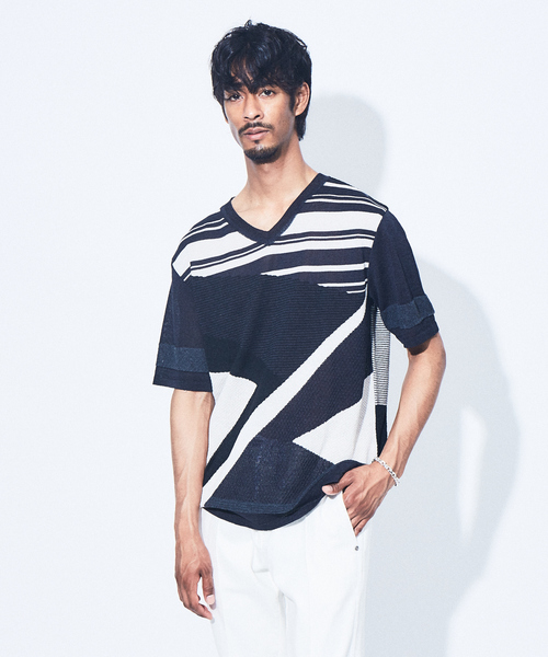 5351 POUR LES HOMMES セーター ニット ポリエステルブークレー パッチ