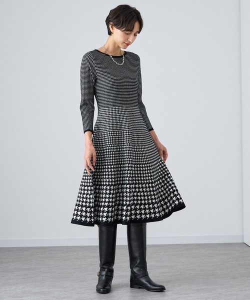 ANAYI ワンピース 千鳥ジャガードニットワンピース : ZOZOTOWN