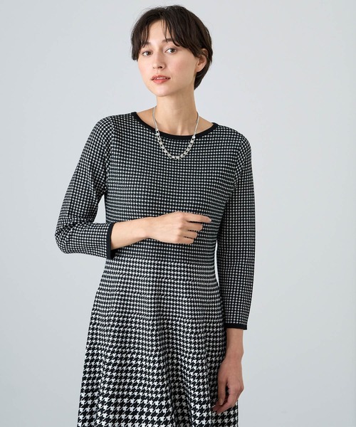 ANAYI ワンピース 千鳥ジャガードニットワンピース : ZOZOTOWN