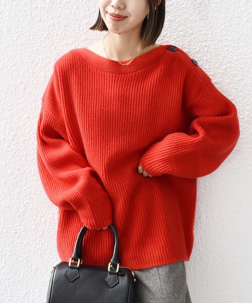 SHIPS any ニット セーター any: AQUA カシミヤ ミックス ボートネック