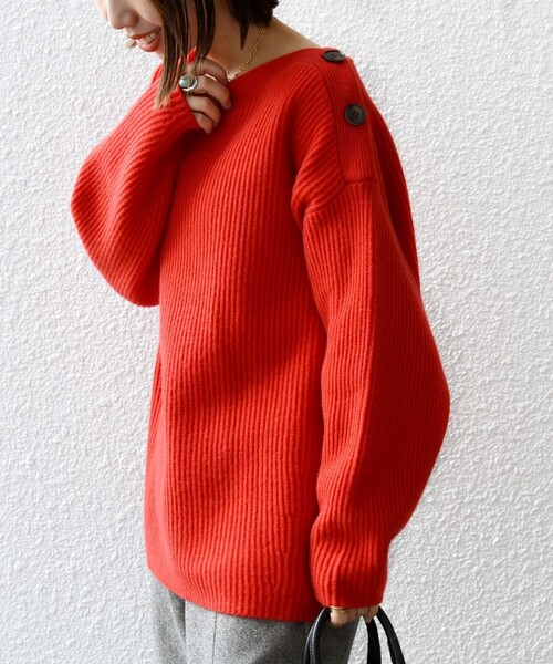 SHIPS any ニット セーター any: AQUA カシミヤ ミックス ボートネック