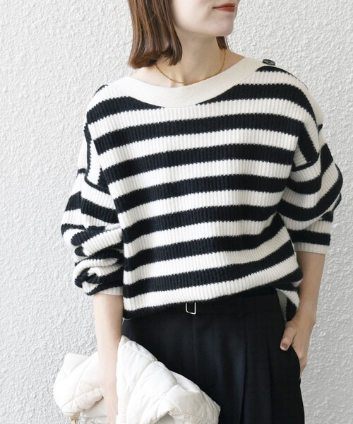 SHIPS any ニット セーター any: AQUA カシミヤ ミックス ボートネック