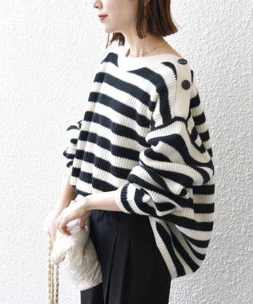 SHIPS any ニット セーター any: AQUA カシミヤ ミックス ボートネック