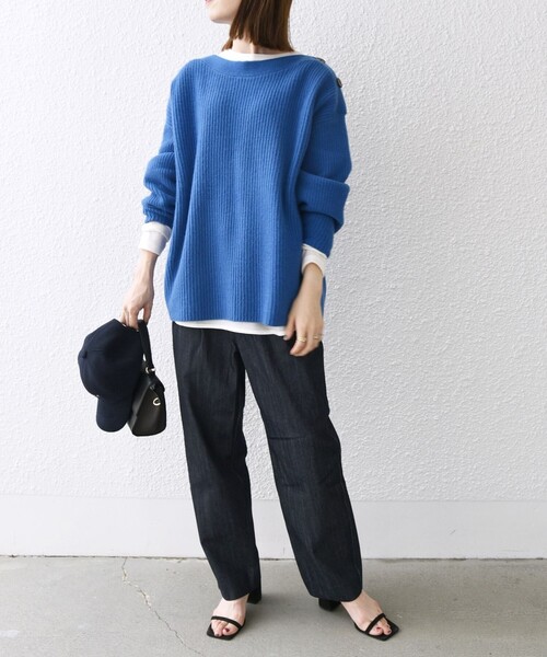 SHIPS any ニット セーター any: AQUA カシミヤ ミックス ボート