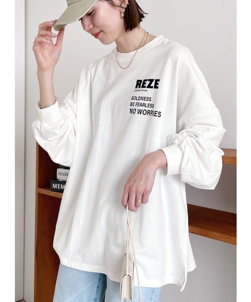 tシャツ ロゴロンTEE レディース reca tシャツ ゆるっとルーズ感！オーバーサイズロゴロンT