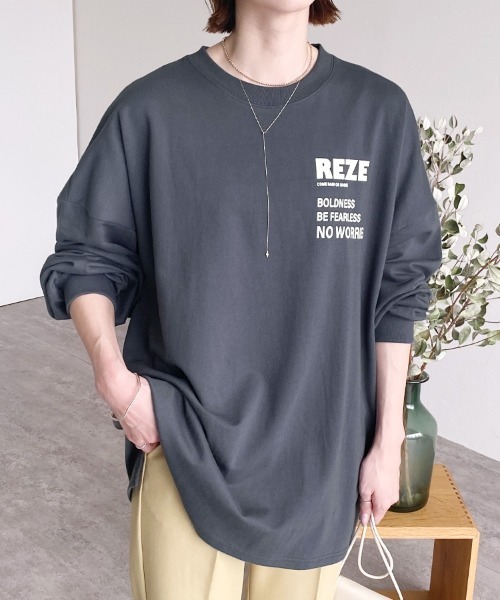 tシャツ ロゴロンTEE レディース reca tシャツ ゆるっとルーズ感！オーバーサイズロゴロンT