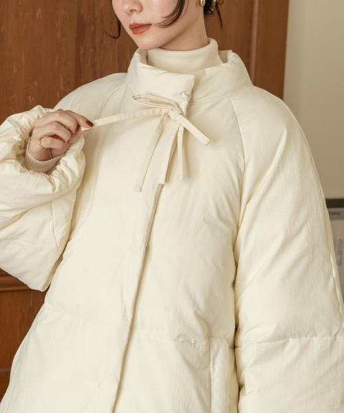 hinari（ヒナリ） ブルゾン アウター 中綿リボンミドルコート