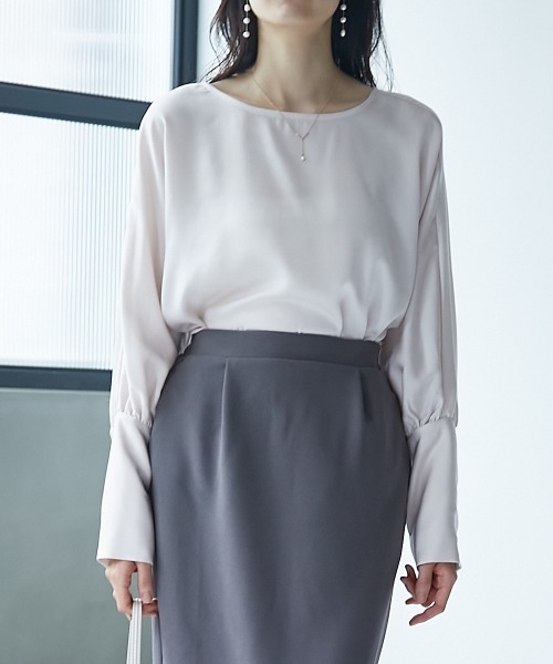 ブラウス シャツ 高身長　袖カフスブラウス（トールサイズ）muguet blanc レディース slattgir ブラウス シャツ 高身長 袖カフスブラウス（トール