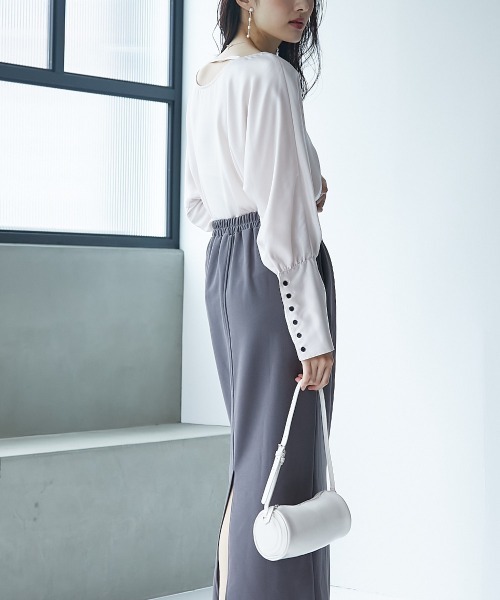 ブラウス シャツ 高身長　袖カフスブラウス（トールサイズ）muguet blanc レディース slattgir ブラウス シャツ 高身長 袖カフスブラウス（トール