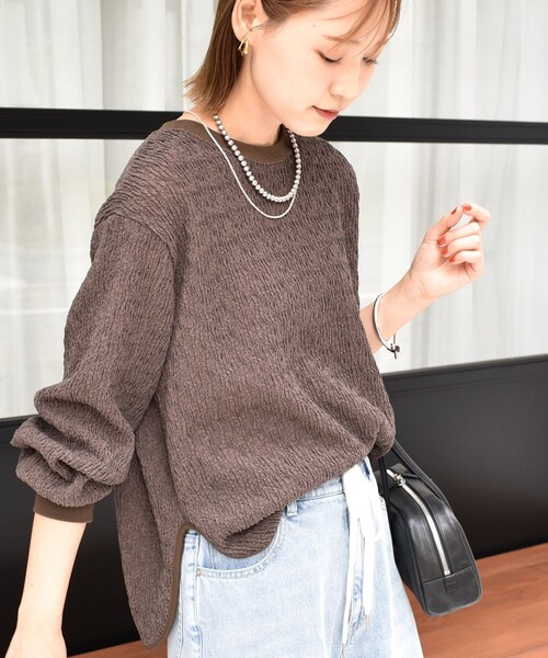 SHIPS（シップス） tシャツ 「手洗い可能」ランダムブルーゼ ロング