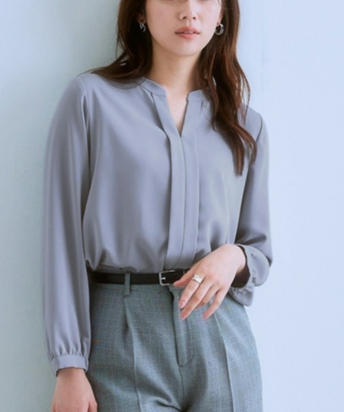 7days Life Styling ブラウス シャツ ストレッチパウダーサテン