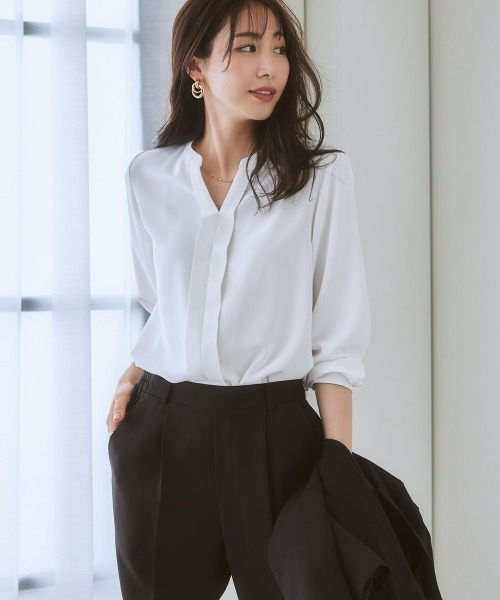 【OFF 1】UVカットサテンブラウス タイネックサテンブラウス[品番：MKSW0052027]｜dazzlin（ダズリン