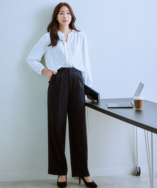7days Life Styling ブラウス シャツ ストレッチパウダーサテン