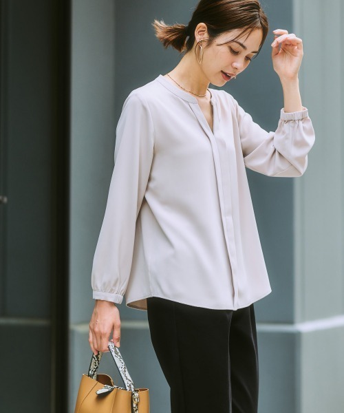 7days Life Styling ブラウス シャツ ストレッチパウダーサテン