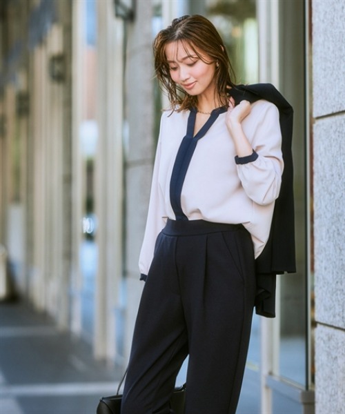 7days Life Styling ブラウス シャツ ストレッチパウダーサテン