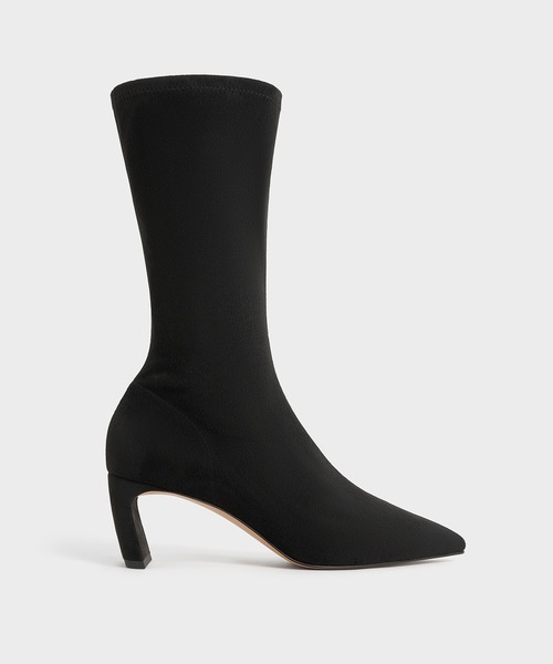 CHARLES ＆ KEITH ブーツ テクスチャー ブレードヒールポイン