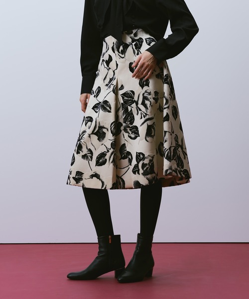 allureville スカート モノフロッキータックフレアスカート レディース 