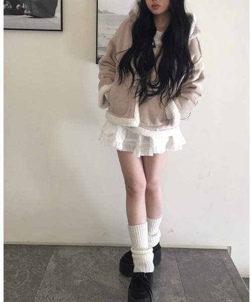 anyonemore ボアショートコート ダッフルコート grey anyonemore ボアショートコート ダッフルコート grey ダッフルボア