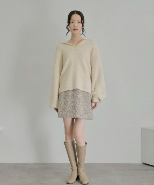 ニット セーター アルパカタッチスキッパーニット レディース Olu. ニット セーター アルパカタッチスキッパーニット