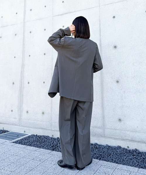 ワイドパンツ スラックス パンツ センタープレスタックワイド