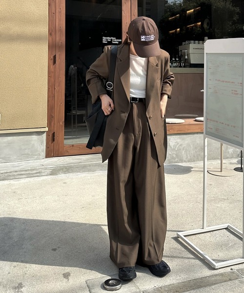 スラックス パンツ センタープレスタックワイドスラックス