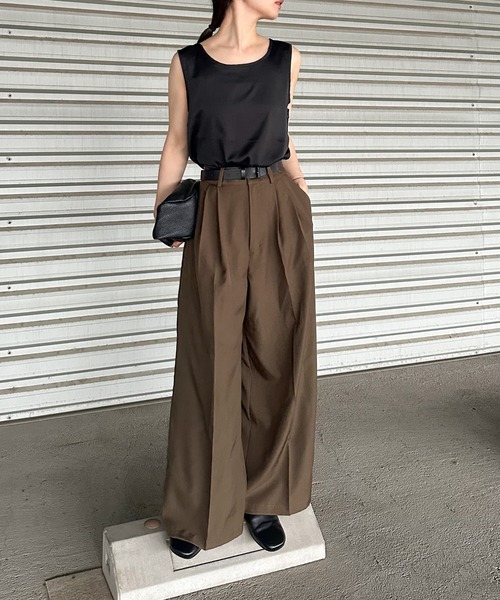 スラックス パンツ センタープレスタックワイドスラックス