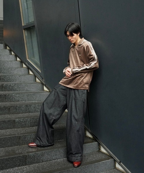 Camphor wood セーター ニット flower embroidery line velour skipper