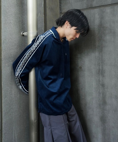 Camphor wood セーター ニット flower embroidery line velour skipper