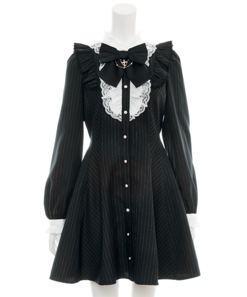 SecretHoneyアクセサリーリボンレースフリルワンピース ストライプ SecretHoneyアクセサリーリボンレースフリルワンピース ストライプ