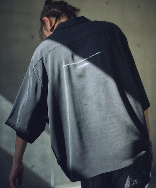 ブラウス シャツ 「ADAMPATEK/アダムパテック」ovmad embroidery short sleeve shirt/刺繍入りドレープ半袖シ ADAMPATEK/mad embroidery short sleeve shirt/刺繍入りドレープ