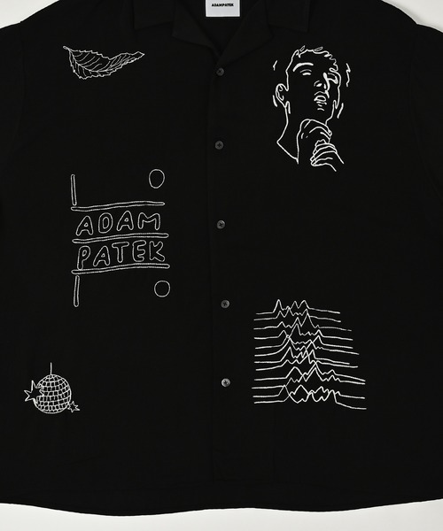 ブラウス シャツ 「ADAMPATEK/アダムパテック」ovmad embroidery short sleeve shirt/刺繍入りドレープ半袖シ ADAM PATEK シャツ ADAMPATEK/mad embroidery short sleeve