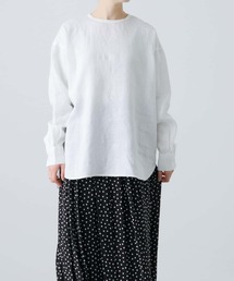 かぐれ　リネンクルーネックプルオーバー　白 長袖 トップス かぐれ｜クルーネックプルオーバーシャツ | Rakuten Fashion