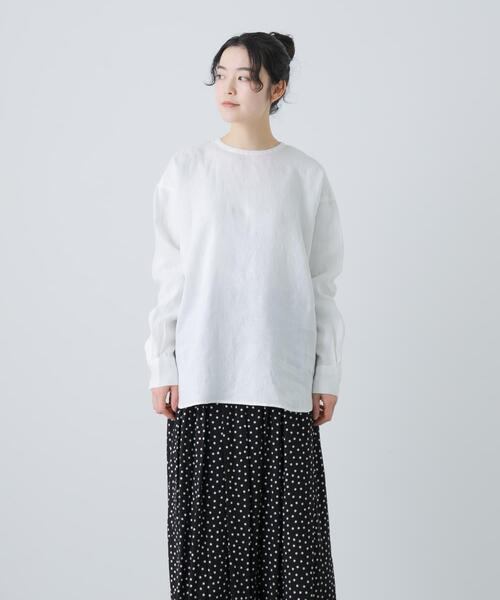 かぐれ　ブラウス シャツ リネンクルーネックプルオーバー かぐれ ブラウス シャツ リネンクルーネックプルオーバー