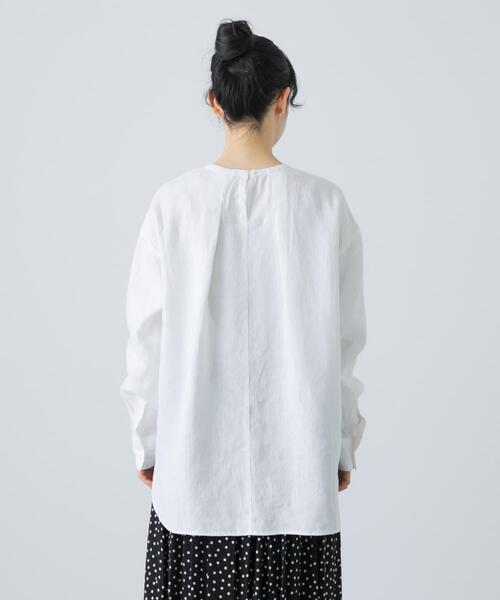 極美品 25SS かぐれ リネンクルーネックプルオーバー 麻 ブラウス シャツ 極美品 25SS かぐれ リネンクルーネックプルオーバー 麻