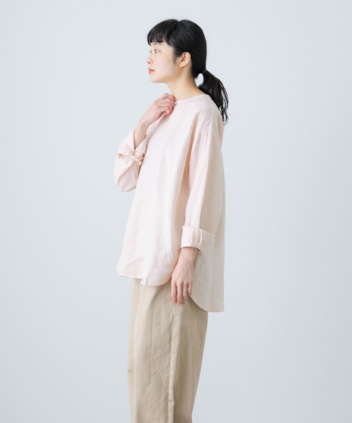 クルーネックプルオーバーシャツ　　かぐれ color ナチュラル カグレ かぐれ リネンクルーネックプルオーバー （NATURAL