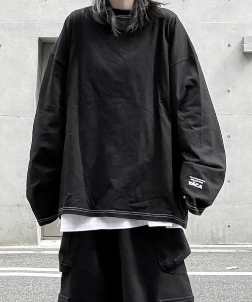 tシャツ logo print stitch L/S t-shirt/ロゴプリントステッチロングスリーブT「unisex item」 レディース メン