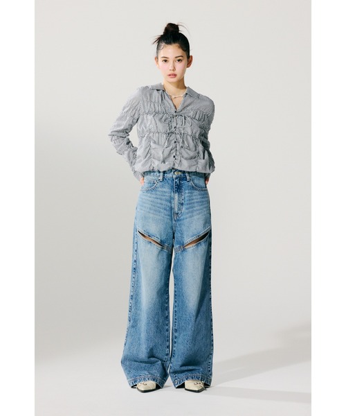 SLY スライ J/W HOLE TUCK PT デニムパンツ SLY（スライ）の「J/W HOLE TUCK PT ジャスト ウエスト ホール