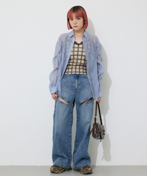SLY ジーンズ デニム デニムパンツ J/W HOLE TUCK PT ジャスト