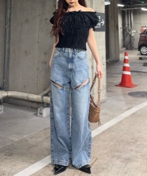 SLY スライ J/W HOLE TUCK PT デニムパンツ SLY ジーンズ デニム デニムパンツ J/W HOLE TUCK PT ジャスト