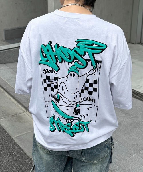 tシャツ ゴースト 発泡バックプリント ビッグシルエット半袖Tシャツ
