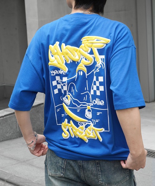 tシャツ ゴースト 発泡バックプリント ビッグシルエット半袖Tシャツ