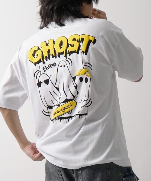 tシャツ ゴースト 発泡バックプリント ビッグシルエット半袖Tシャツ