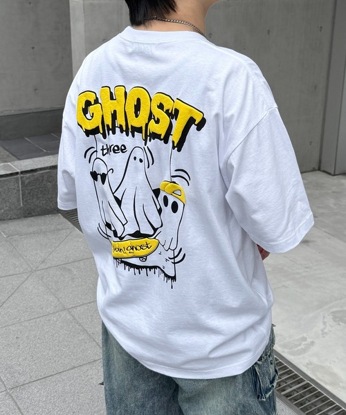 tシャツ ゴースト 発泡バックプリント ビッグシルエット半袖Tシャツ