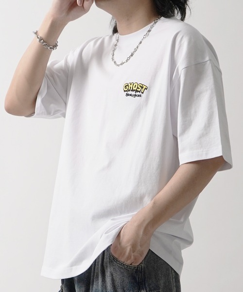 tシャツ ゴースト 発泡バックプリント ビッグシルエット半袖Tシャツ